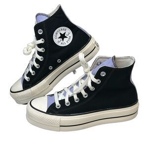 CONVERSE you Black & Lavender Lifted Platform High Top Chuck Taylor Size 6.5